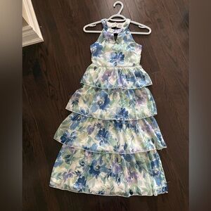 Speechless Blue and White Floral Tiered Dress